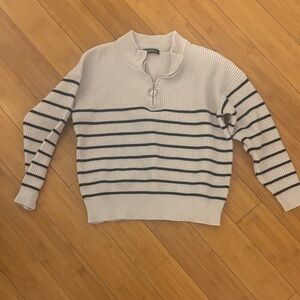 Women's Zip-Up Striped Sweater